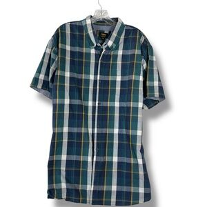Lee Shirt Mens 2XL XXL Classic Plaid Button Down Short Sleeve Cotton Shirt